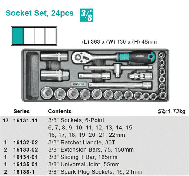 صورة مجموعة المقبس ، 24 قطعة 3/8 "AN-SK03S