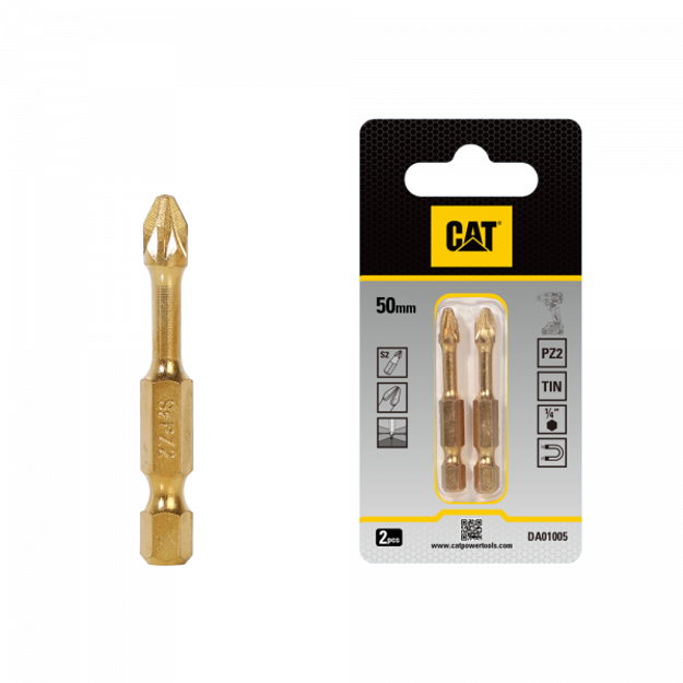 صورة Cat® 50mm Diamond Torsion Impact Screwdriver Bits PZ2(Pack2)