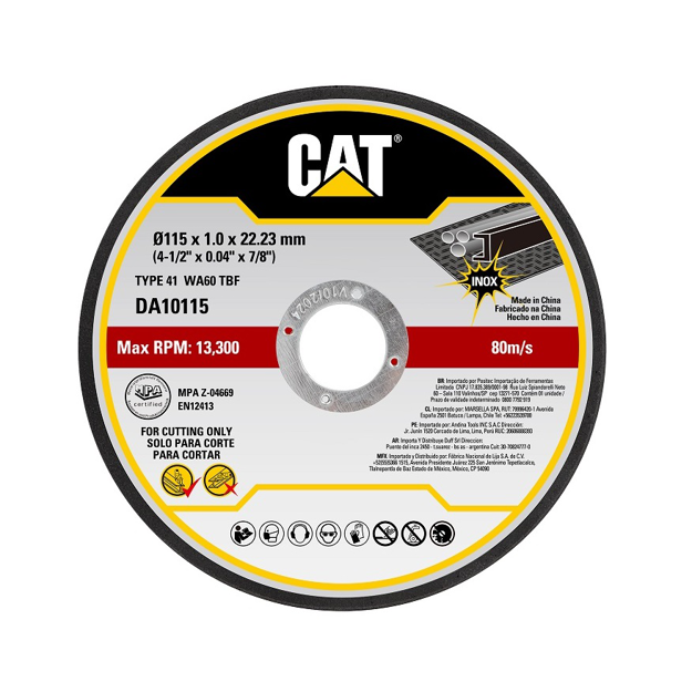 صورة Cat® 10 Pack FLAT METAL & INOX CUTTING WHEEL TI (115 x 1 x 22 mm) 4.5"