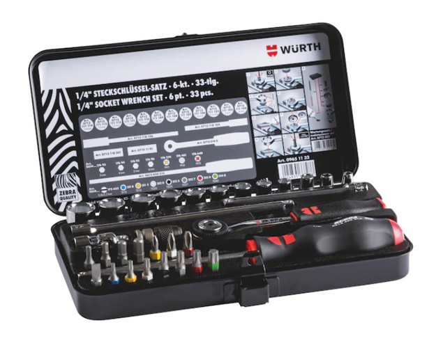 صورة 1/4 inch Socket Wrench Assortment Set 33 pcs WURTH